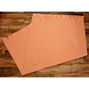 Vintage Faribo Blanket Satin Trim Brown 85" X 84" Faribault Woolen Mills Pink
